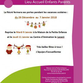 Le LAEP « La Récré » prend des congés Le LAEP « La Récré » prend des congés