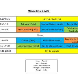 Le programme des mercredis de Toni Janvier / Février