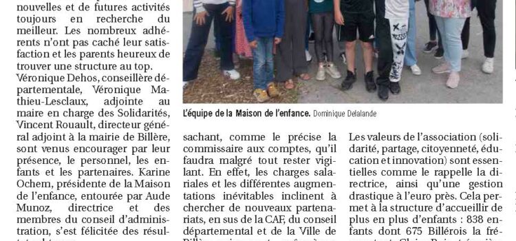 Article de presse : la Maison de l’Enfance plébiscitée