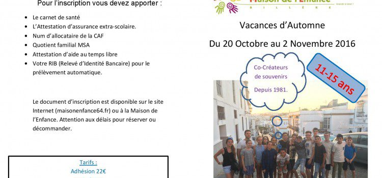 11- 15 ans, le programme est là !!!