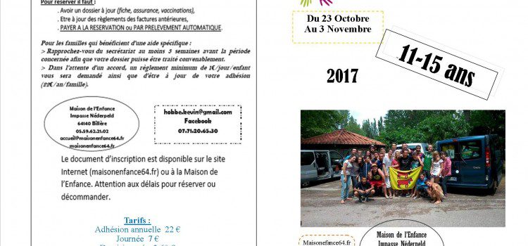 Le programme des vacances est là !!!