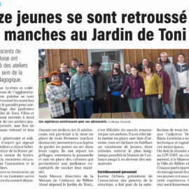 Article de presse : Onze jeunes se retroussent les manches au Jardin de Toni