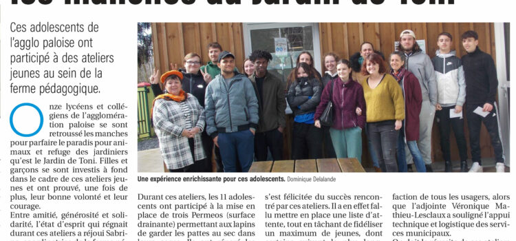 Article de presse : Onze jeunes se retroussent les manches au Jardin de Toni