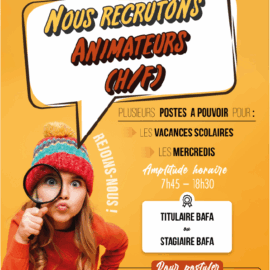 Offre d’emploi – Animateur (H/F) – Centre de Loisirs La Maison de l’Enfance de Billère – vacances et mercredis 2025-26